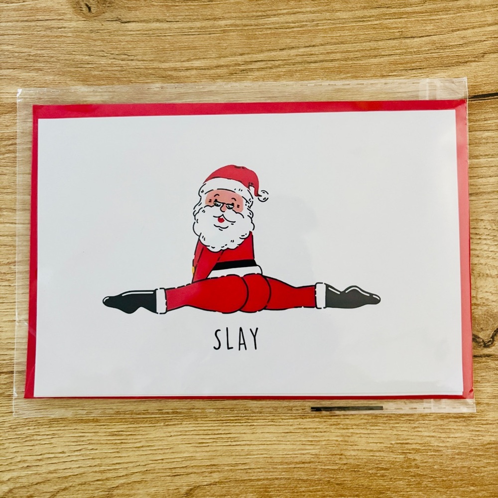 Santa Slay Split Christmas Card, NWT